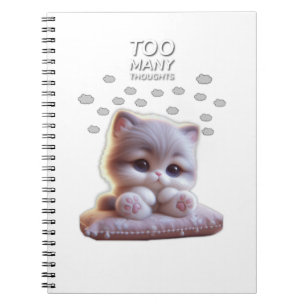 Too Many Thoughts Cat Notebook – Cute Overthinking
