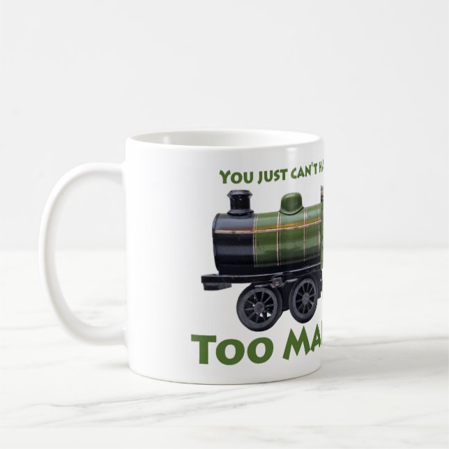 Too Many Trains! Antique Coffee Mug (Left)