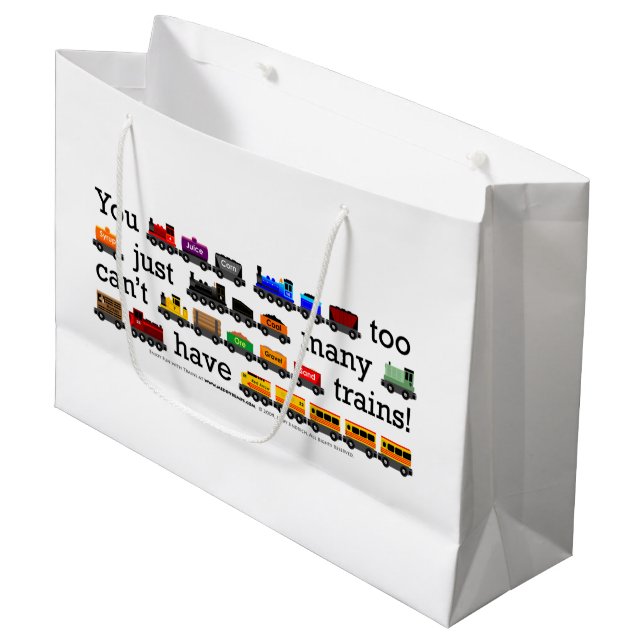 Too Many Trains! Large Gift Bag (Front Angled)