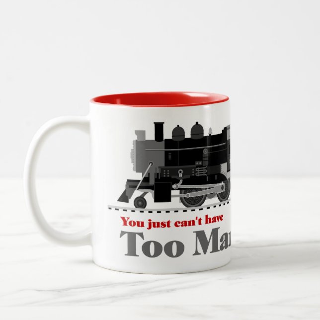 Too Many Trains Locomotive 2 Colour Two-Tone Coffee Mug (Left)