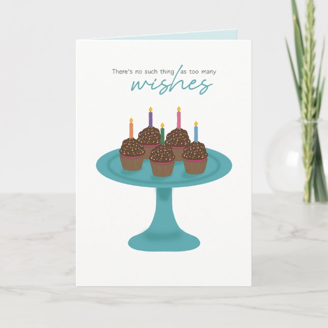 Too Many Wishes Cupcake Card (Front)