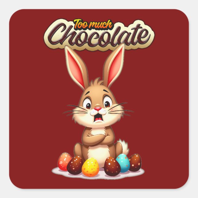 Too Much Chocolate – Funny Easter - Autocolante Square Sticker (Front)