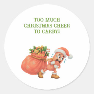 Too much Christmas Cheer to Carry! Salami Classic Round Sticker