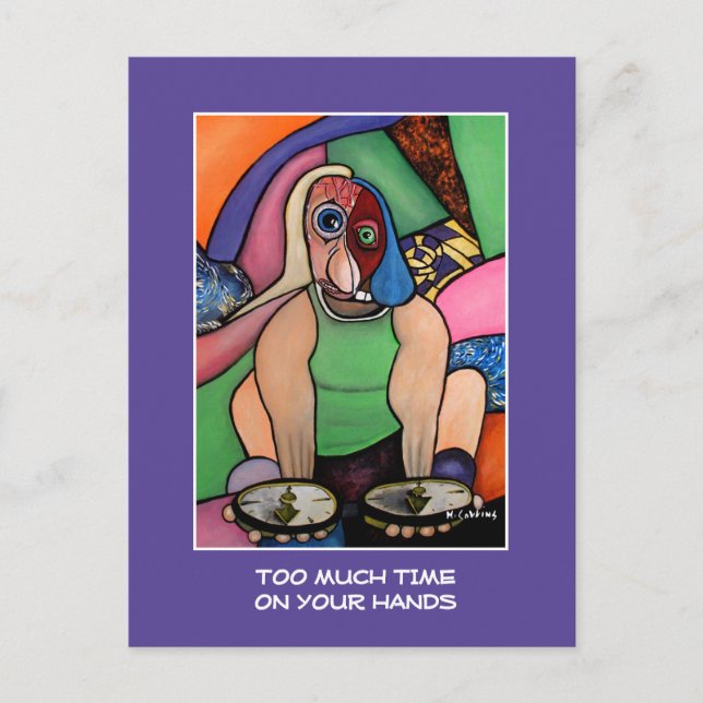 Too Much Time On Your Hands On Purple  Time Pieces Postcard (Front)