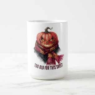Too Old For This Sheet. Funny Halloween Pumpkin Coffee Mug