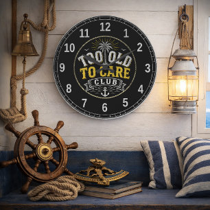 Too Old to Care Club My Give- A-Damn is Broken Large Clock