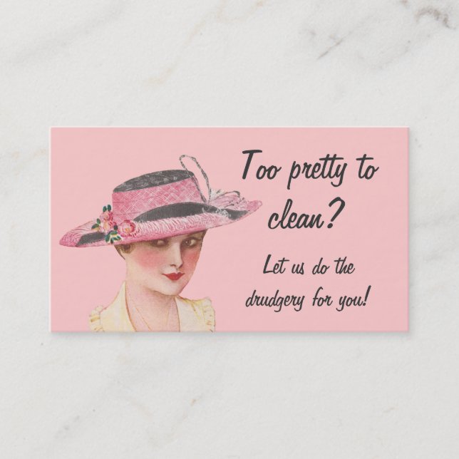 Too Pretty To Clean Housekeeping Business Card (Front)