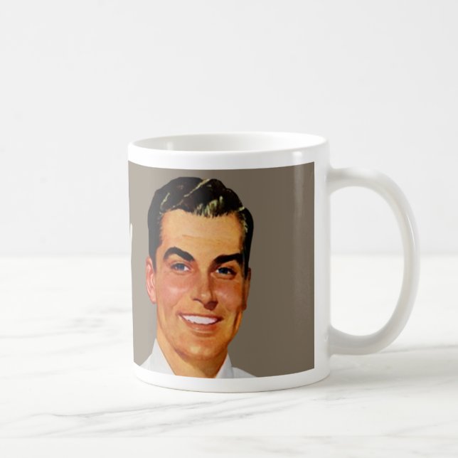 too pretty to work guy - tan coffee mug (Right)