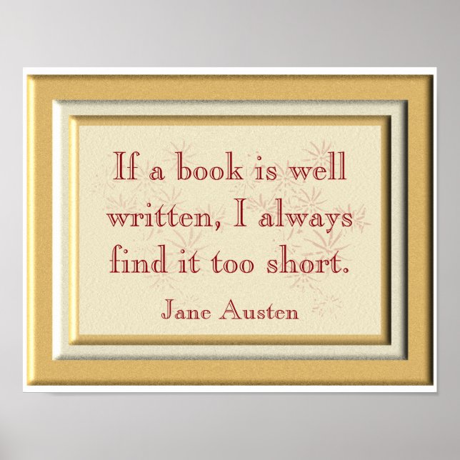 Too short - Jane Austen quote - art print (Front)