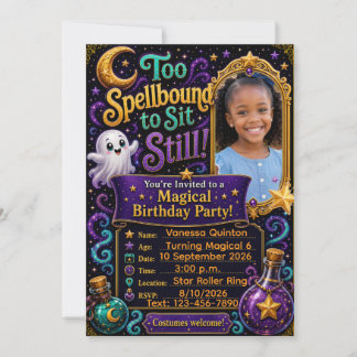“Too Spellbound to Sit Still!” Personalised Photo Invitation