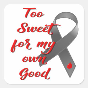 Too Sweet - Diabetes Ribbon Gift Square Sticker