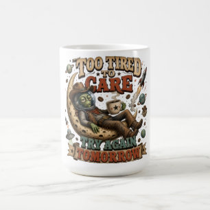  Too Tired to Care Funny Alien Cowboy Quote  Coffee Mug
