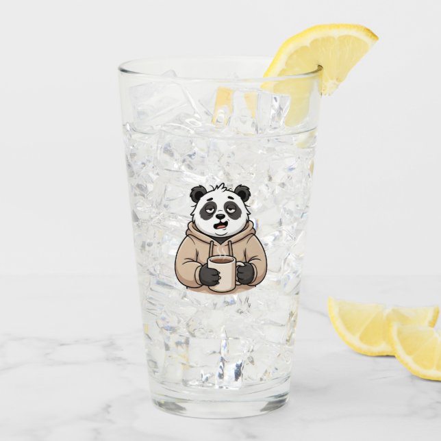 Too Tired to Function Panda Coffee Cartoon Glass (Back Ice)