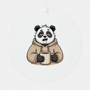 Too Tired to Function Panda Coffee Cartoon Metal Tree Decoration