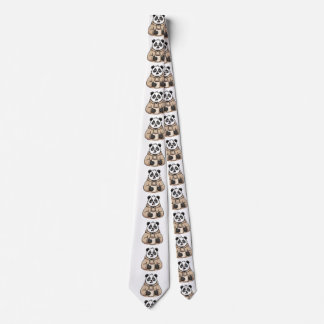 Too Tired to Function Panda Coffee Cartoon Tie