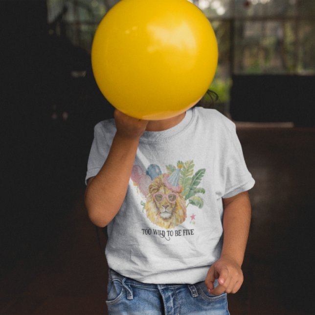 Too Wild to Be Five Lion Jungle Birthday Toddler T-Shirt (Creator Uploaded)