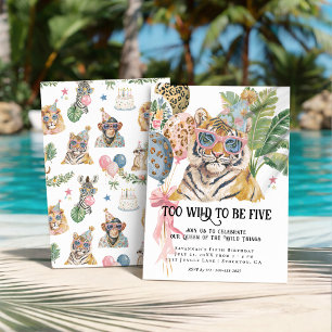 Too Wild to Be Five Tiger Jungle Birthday Invitation
