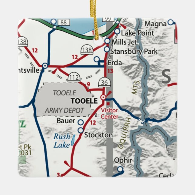 Tooele Utah Map Ceramic Ornament (Front)