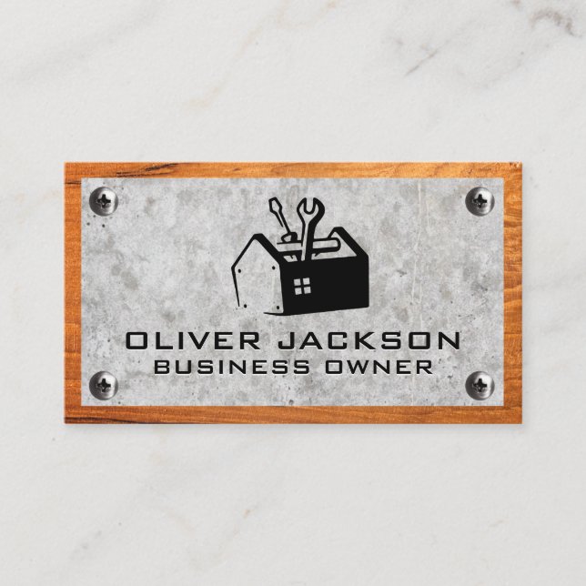 Tool Box | Concrete Wood and Metal Screws Business Card (Front)