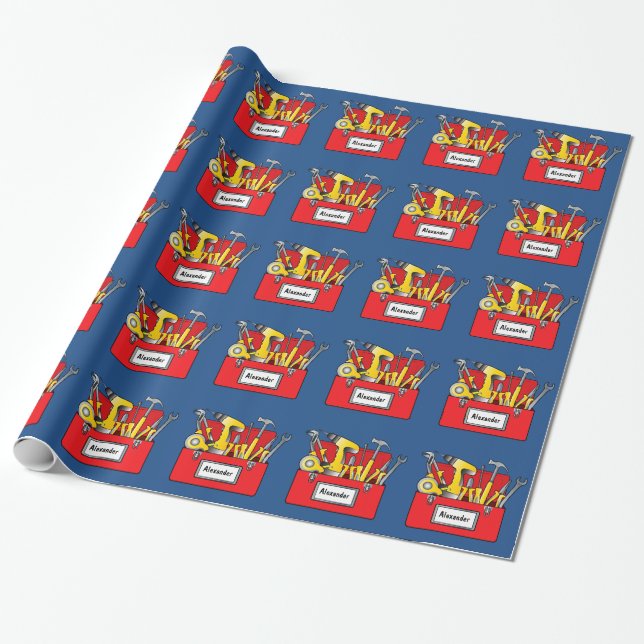 Tool Box Name Customisable Wrapping Paper (Unrolled)