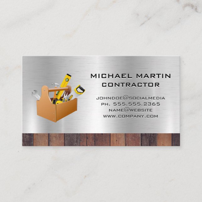 Tool Box | Wood and Metallic Business Card (Front)