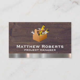 Tool Box   Wooden Boards Metallic Brushed Business Card