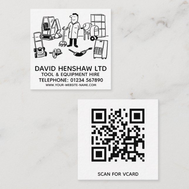 Tool & Equipment Hire Square Business Card (Front/Back)