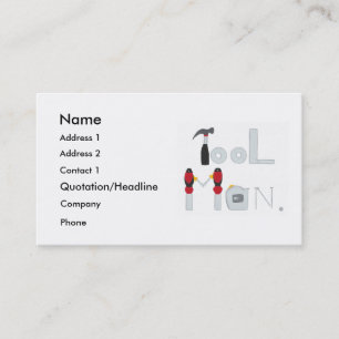 Tool Man spelled with painting of tools, business Card