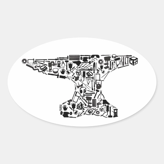 Tool-O-Rama Anvil Oval Sticker (Front)