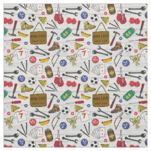 Tool Shed Funny Beer Den Man Cave Patterned Fabric