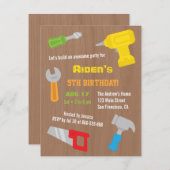 Tool Workshop Boys Birthday Party Invitations (Front/Back)
