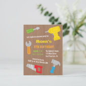 Tool Workshop Boys Birthday Party Invitations (Standing Front)