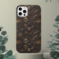 Tooled Engraved Leather Look Brown Thistle
