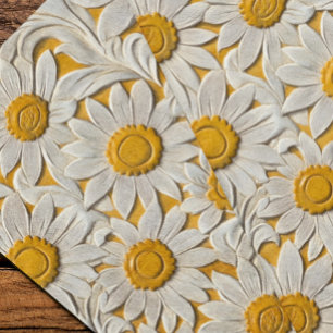 Tooled Engraved Leather Look Sunflowers  Tissue Paper