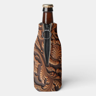 Tooled Leather Bottle Cooler