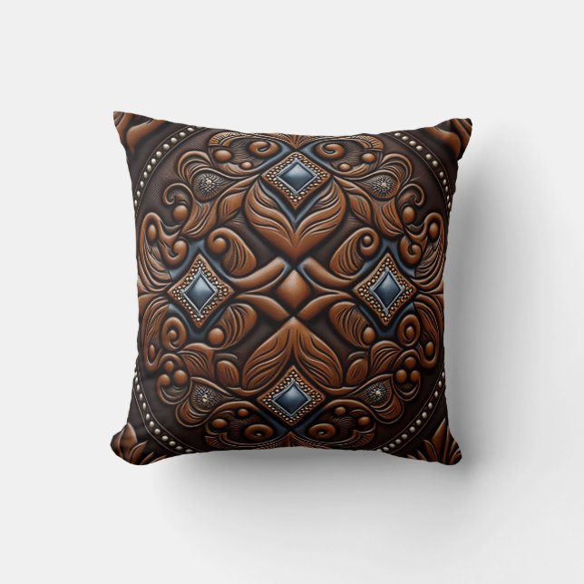 Tooled Leather Cushion (Front)