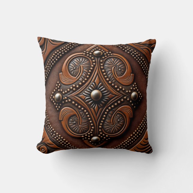 Tooled Leather Cushion (Front)