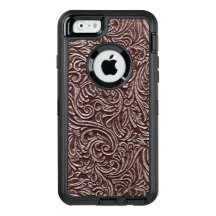 Tooled Leather Dark Brown Chocolate Rustic Look