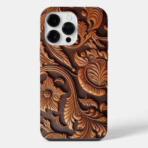 Tooled Leather Design iPhone 14 Pro Max Case