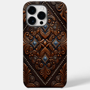 Tooled Leather Design iPhone 14 Pro Max Case