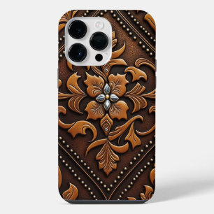 Tooled Leather Design iPhone 14 Pro Max Case