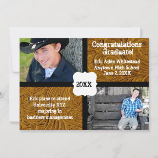 Tooled Leather Photo Graduation Announcement