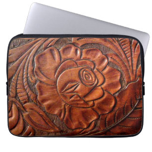 Tooled Leather Print Laptop Sleeve 13 Inch
