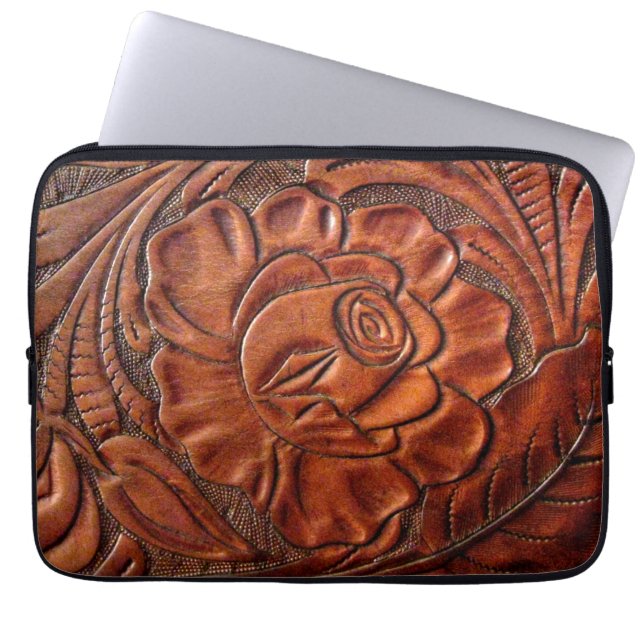 Tooled Leather Print Laptop Sleeve 13 Inch (Front)