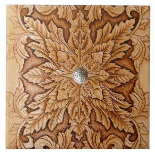 Tooled leather texture ceramic tile