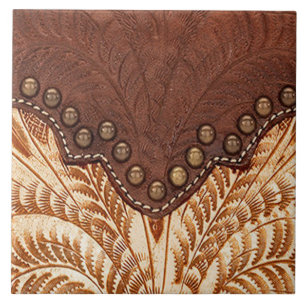 Tooled leather texture ceramic tile