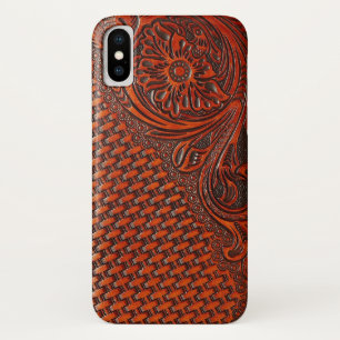 Tooled leather texture iPhone case