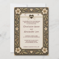 Tooled Leather Western Sweethearts Wedding Invitat