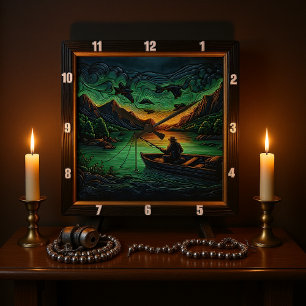 Tooled Outdoorsman Square Wall Clock