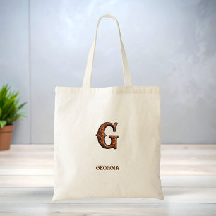 Tooled Western Leather Initial Monogram G Tote Bag